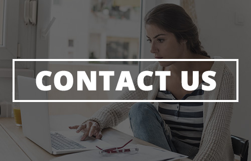 Contact us button with image of a woman in the background.